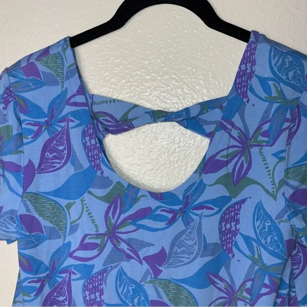 Fresh Produce Beachside Blooms Mika Twist Top Women's size XS purple.blue,green - Picture 7 of 15